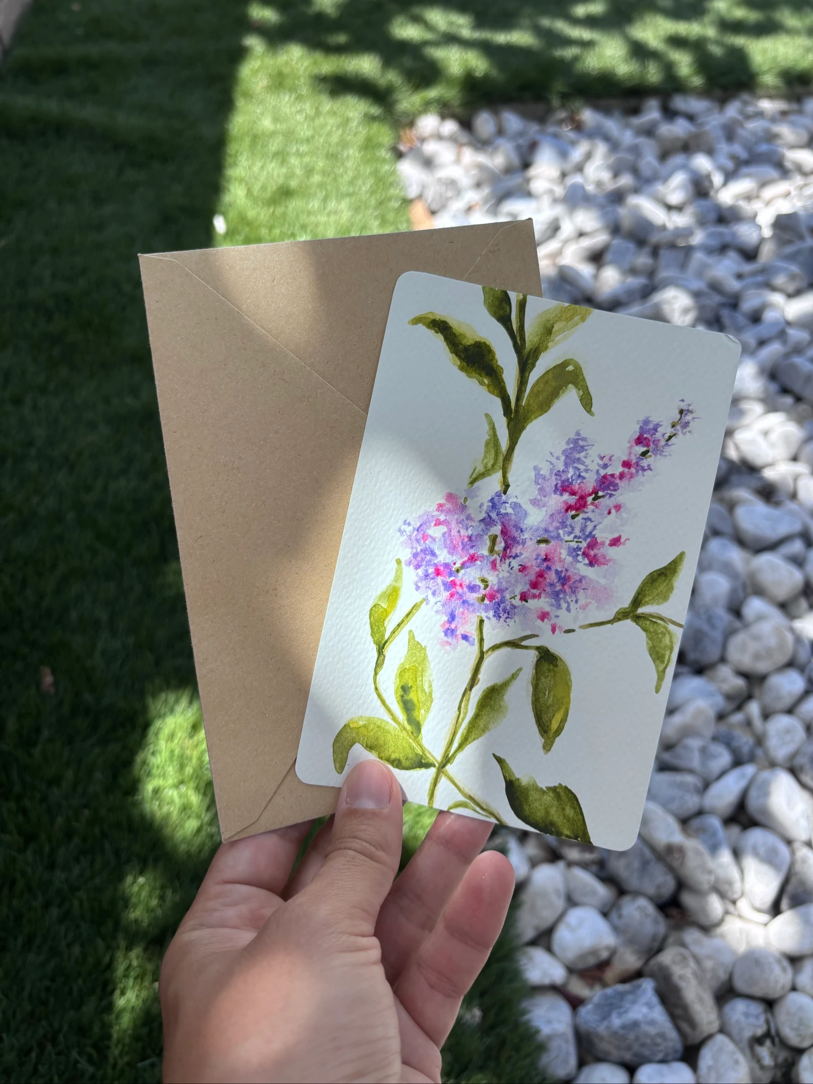 Dessin aquarelle carte branche de glycine 